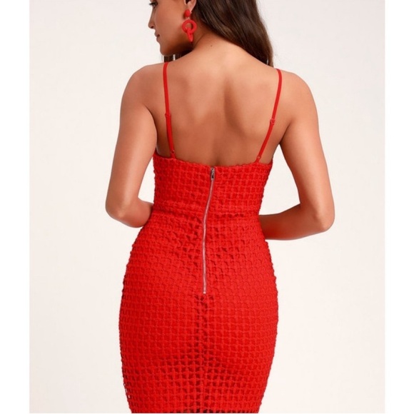 NWT Lulus Red Crochet Dress size Large - Picture 3 of 6